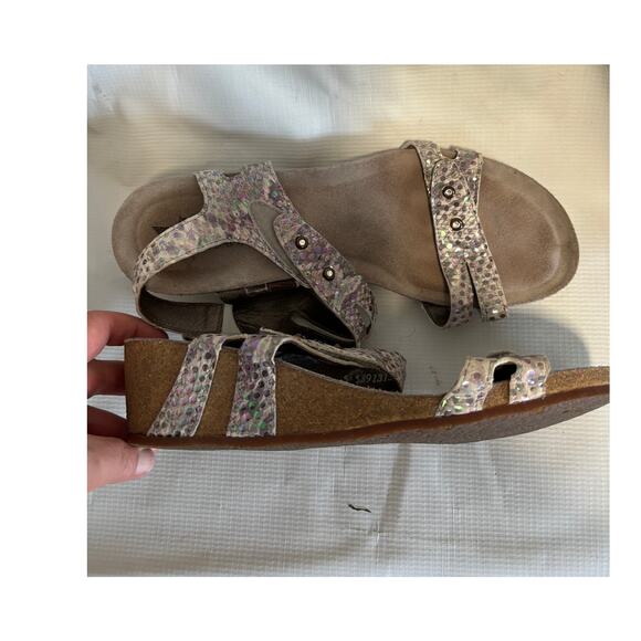 Mephisto Minoa Leather Sandals Wedges Womens Size 12 / 42 - Picture 1 of 6